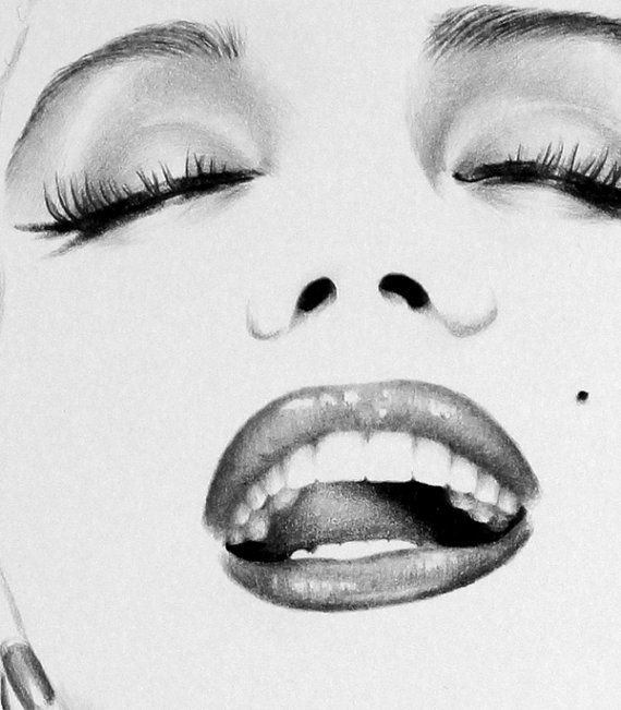570x651 Marilyn Monroe Pencil Drawing Fine Art Signed Print Smarty Artsy - Fine Drawing