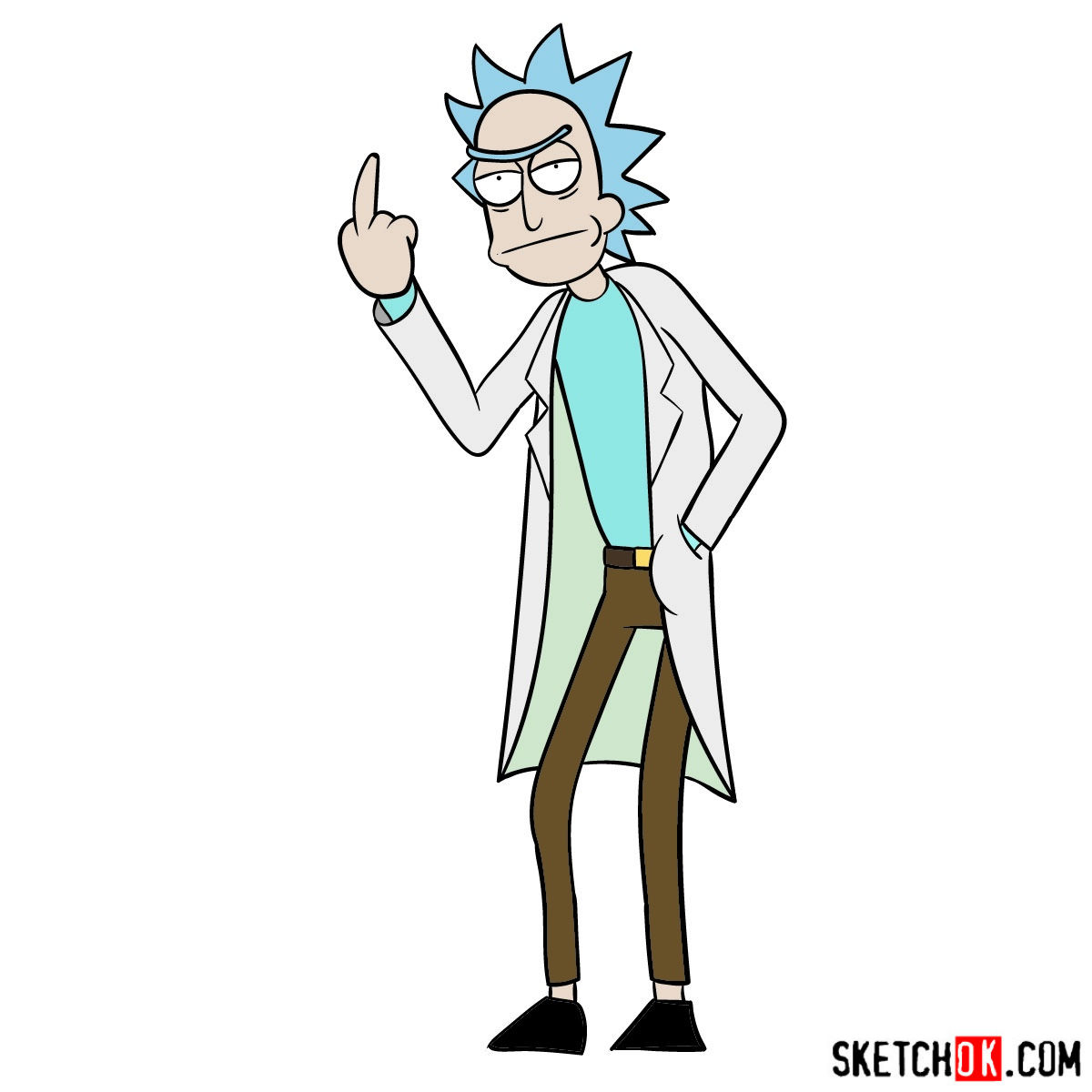1200x1200 how to draw rick showing his middle finger - Finger Drawing
