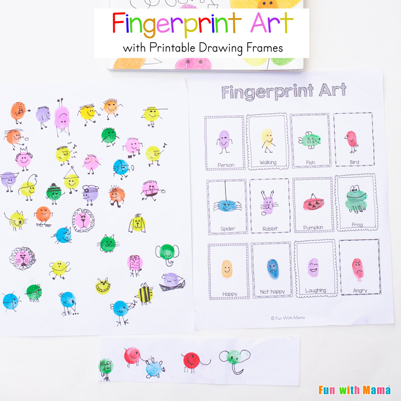 800x800 Fingerprint Art Drawing Ideas With Printable Drawing Frames - Fingerprint Drawing