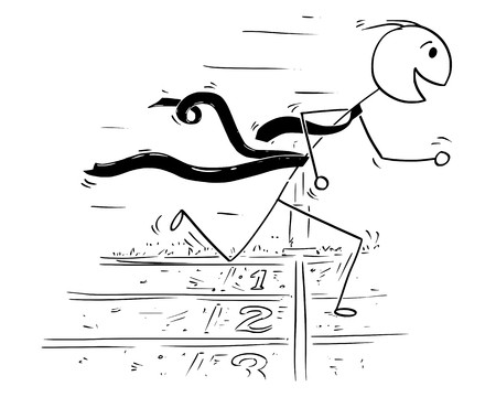 450x370 Cartoon Stick Man Drawing Conceptual Illustration Of Businessman - Finish Line Drawing