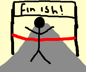 300x250 stick man runs down road through finish line drawing - Finish Line Drawing