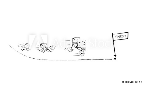 500x297 Vector Draw Doodle Cartoon Businessman Competition, Running Races - Finish Line Drawing