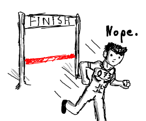 300x250 man runs away from the finish line drawing - Finish Line Drawing