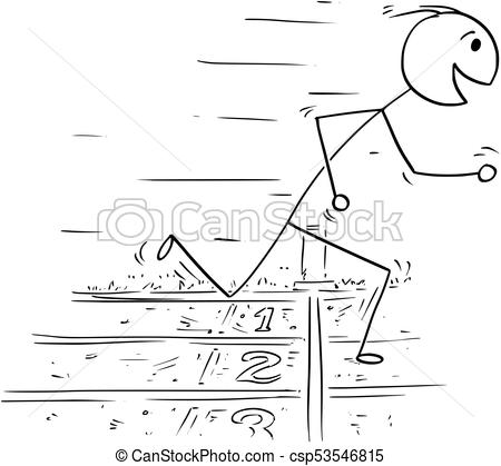 450x419 cartoon of man winning the race run stick man drawing - Finish Line Drawing