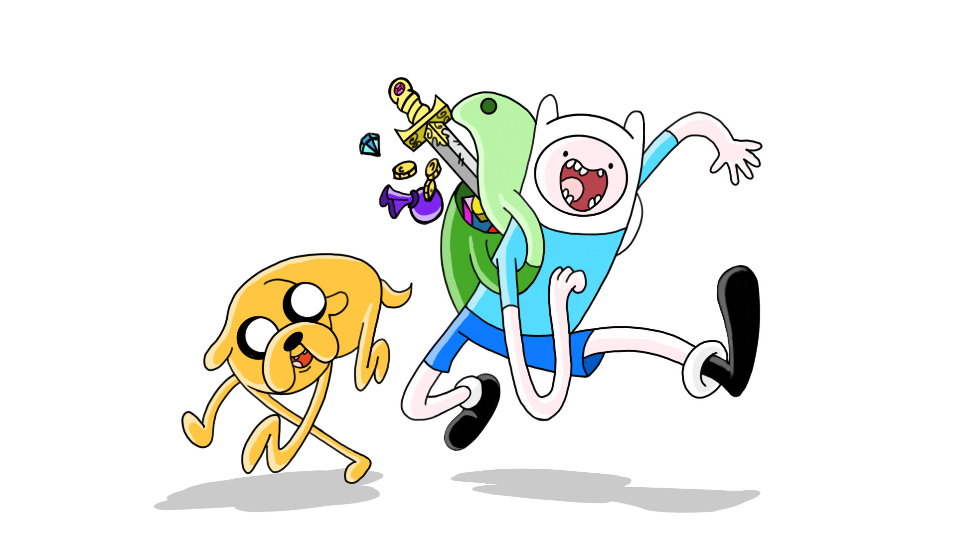 1920x1080 Daily Cartoon Drawings - Finn And Jake Drawing