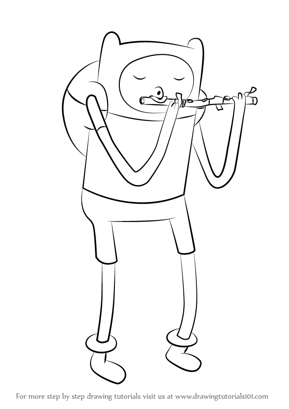 596x842 learn how to draw finn playing flute from adventure time - Finn Drawing