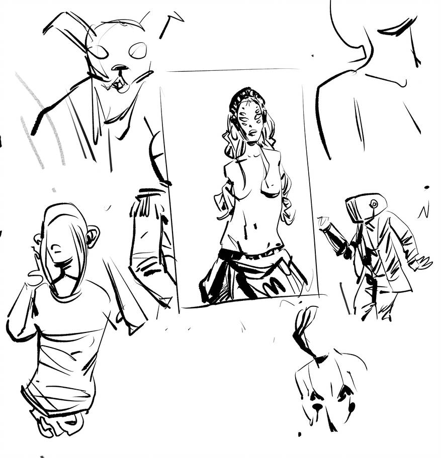 877x912 Sketches With Fiona Staples Characters - Fiona Staples Drawing