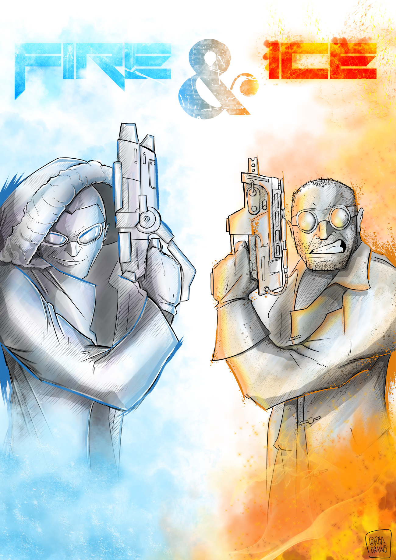 1300x1839 Fire Ice Drawing I Did Of Two Criminals Legendsoftomorrow - Fire And Ice Drawing