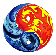 190x185 Fire And Ice Yin Yang Design - Fire And Ice Drawing