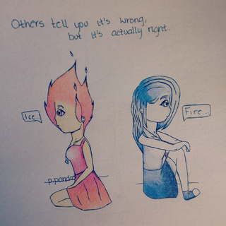 320x320 Fire And Ice Best Friends Until Everyone Told Them It Was Wrong - Fire And Ice Drawing