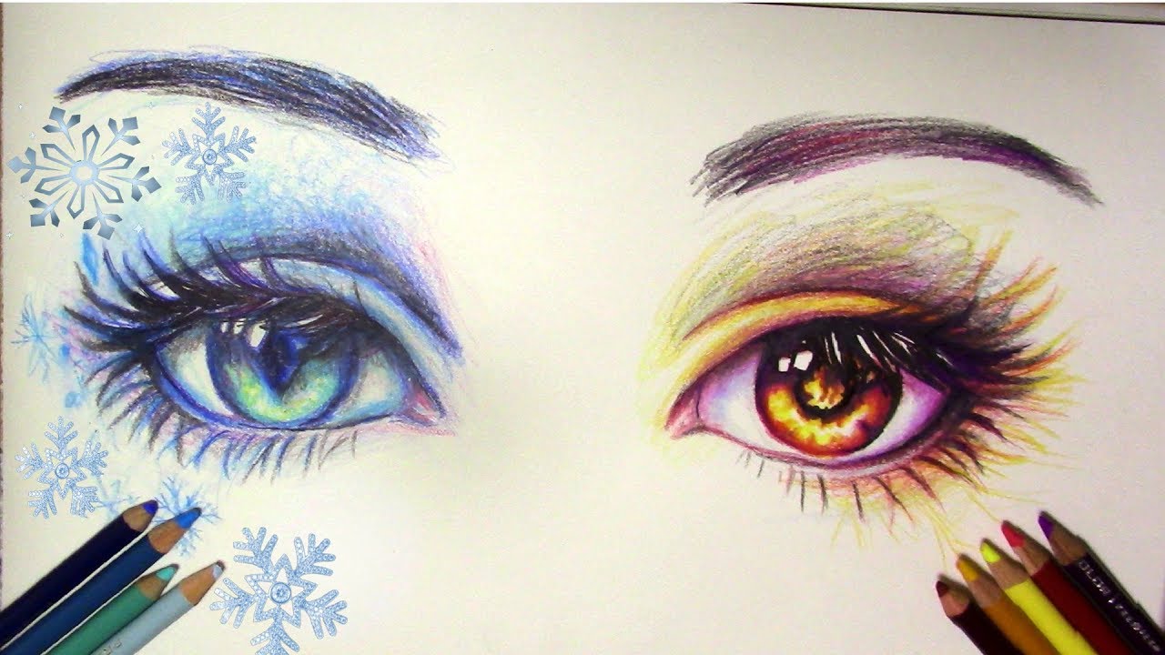 1280x720 How To Draw Fire And Ice Eyes Time Lapse Drawing - Fire And Ice Drawing
