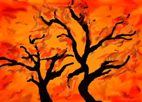 470x338 Trees Of Fire - Fire Art Drawing