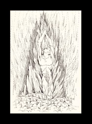 375x501 Element Fire Drawing - Fire Art Drawing