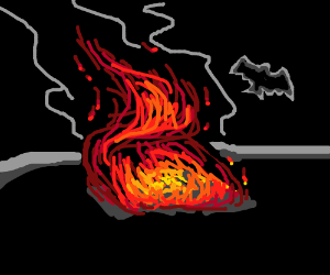 300x250 Bat With Fire Background Drawing - Fire Background Drawing