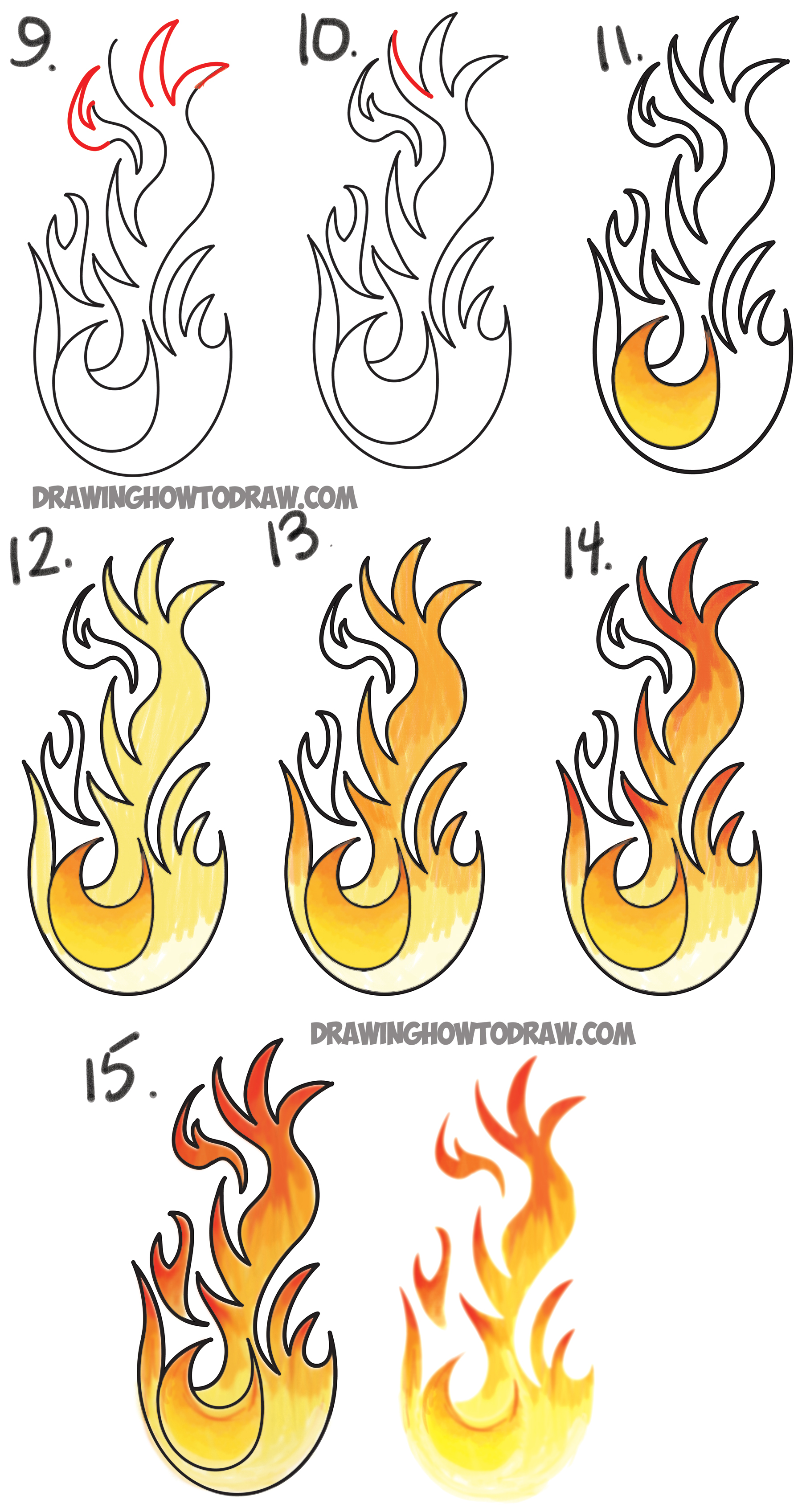 1800x3394 How To Draw Flames And Drawing Cartoon Fire Drawing Tutorial - Fire Cartoon Drawing