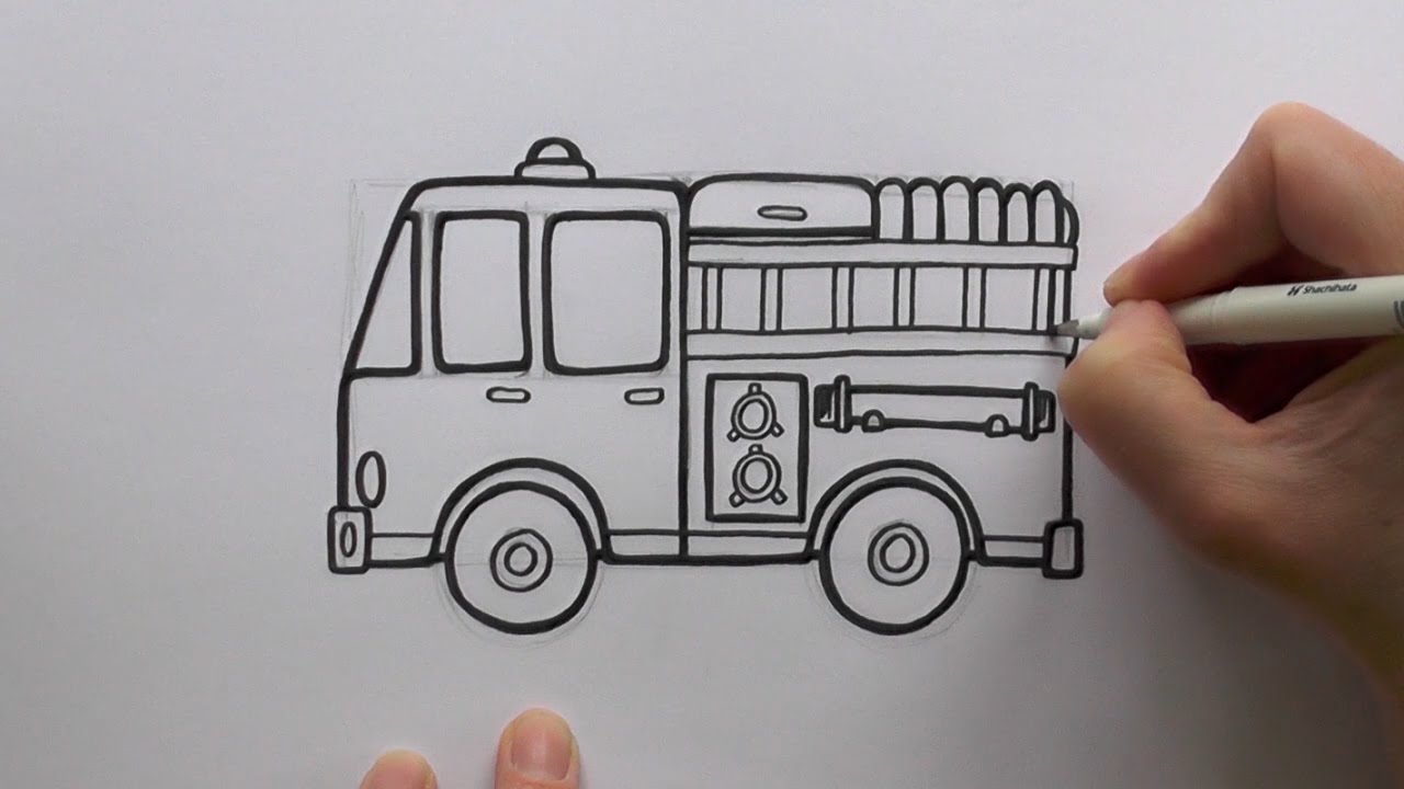1280x720 How To Draw A Cartoon Fire Engine - Fire Cartoon Drawing