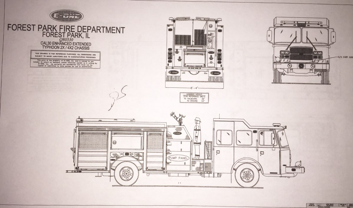 1200x708 Drawing Of E One Typhoon Engine For The Forest Park Fire - Fire Department Drawing