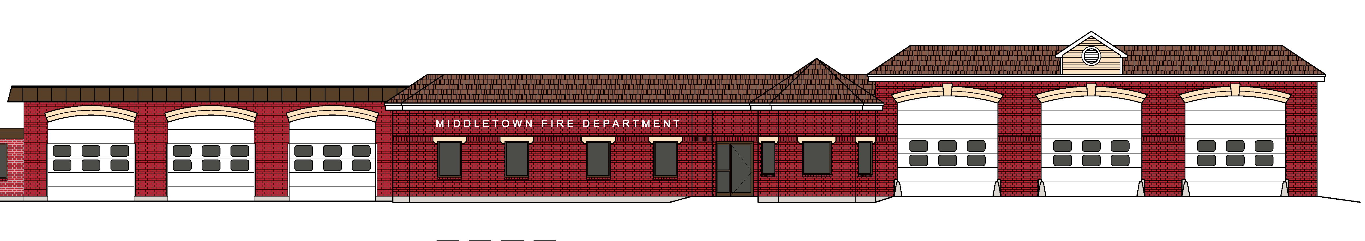 4743x840 Front Elevation Design Drawing - Fire Department Drawing
