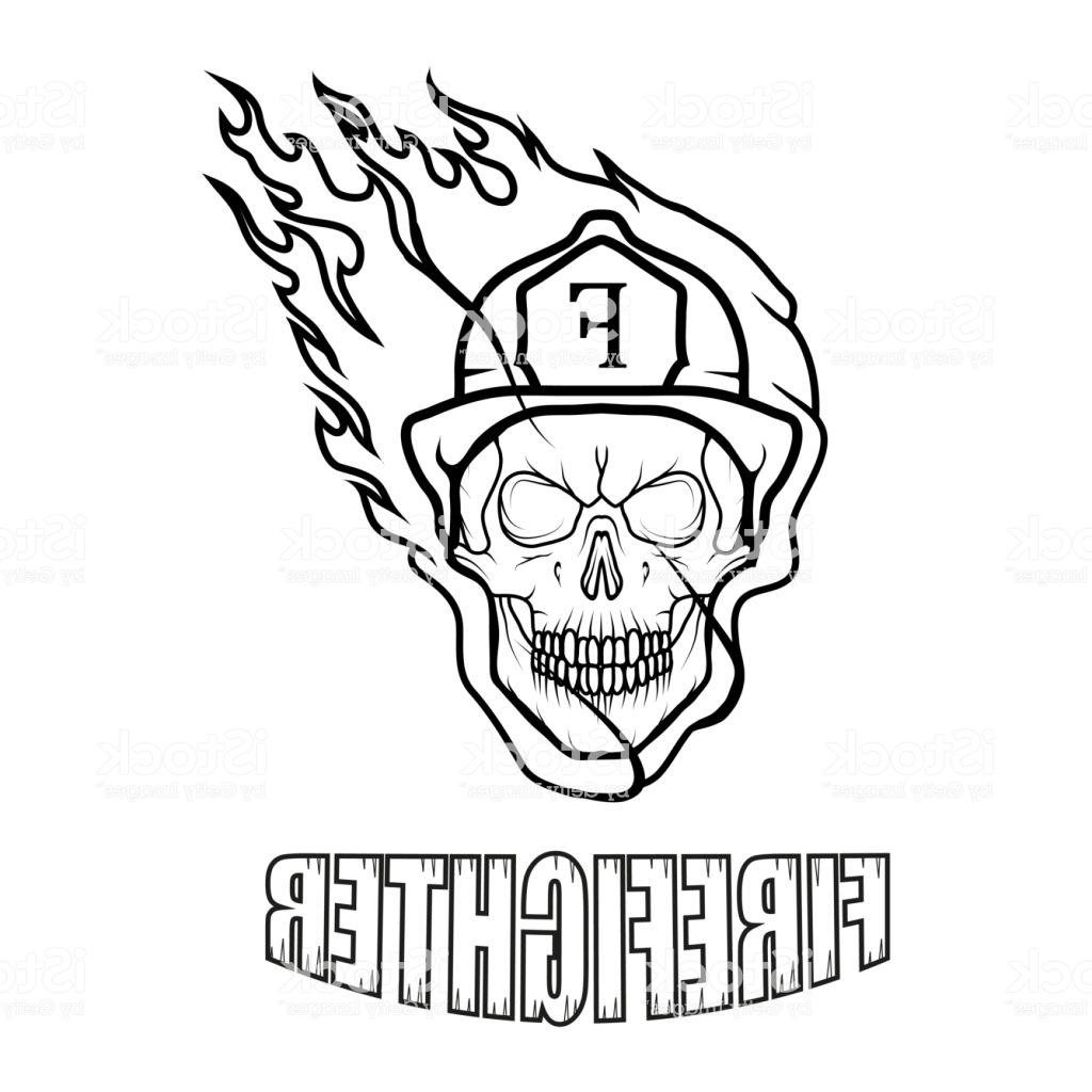 1024x1024 Unique Firefighter Logo Fire Department Skull With Helmet Vector Image - Fire Department Drawing