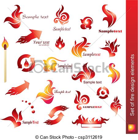450x459 Set Of Fire Design Elements - Fire Design Drawing