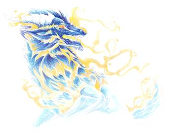 375x277 Blue Lightning Fire Dragon Drawing - Fire Dragon Drawing