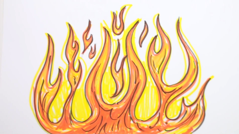 800x450 How To Draw Flames - Fire Drawing