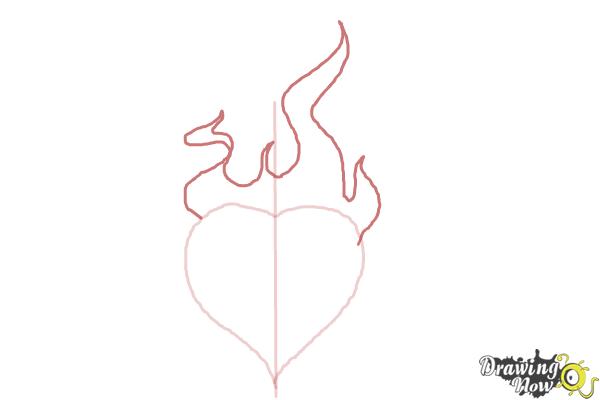 600x400 How To Draw A Heart On Fire - Fire Drawing Images
