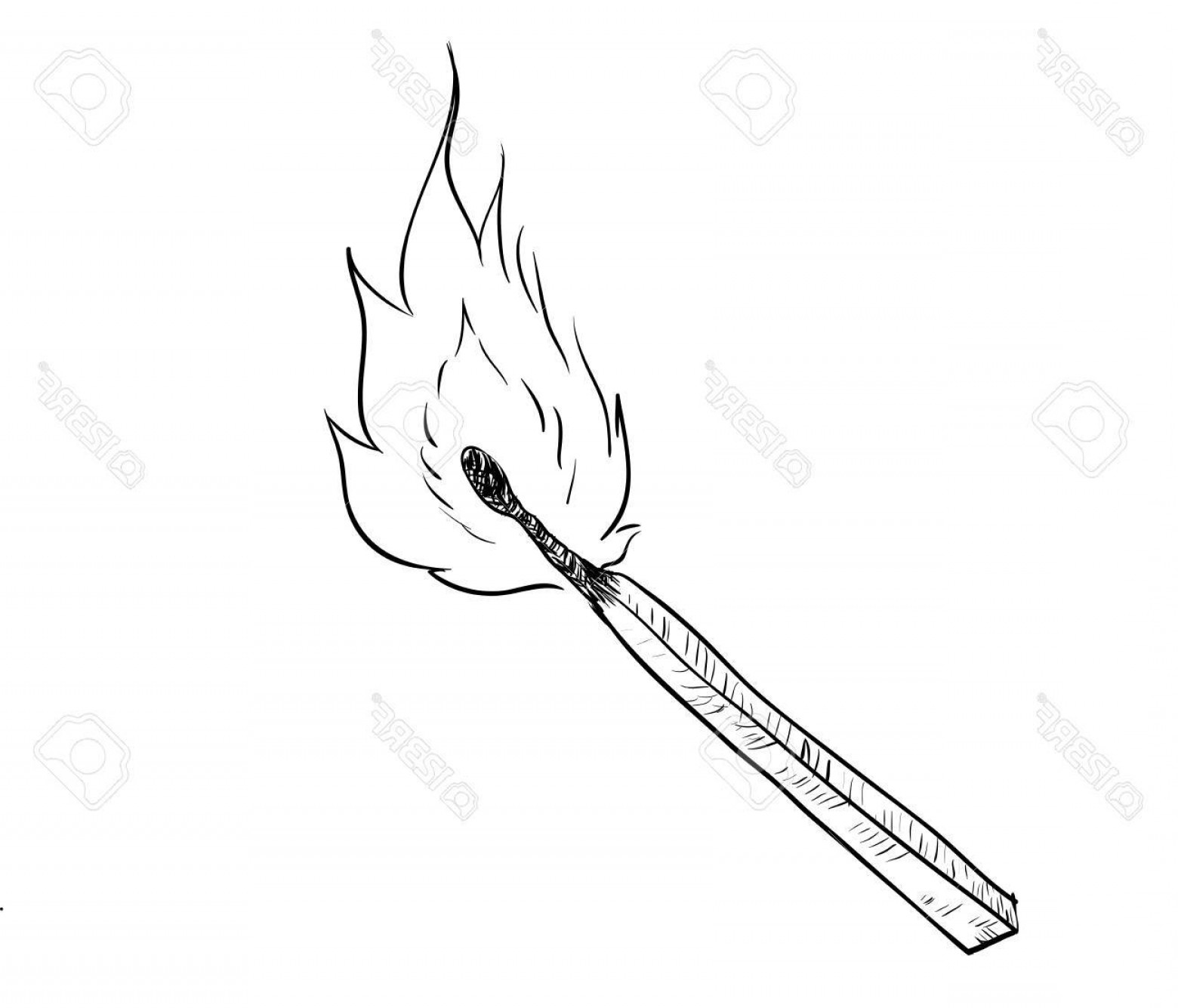 1560x1335 Photostock Vector Hand Drawing Of Fire Burning Match Black - Fire Drawing Images