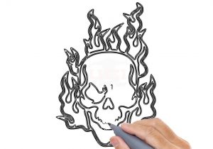 300x210 Skull On Fire Sketch Skull On Fire Drawing Awesome Drawings - Fire Drawing Images