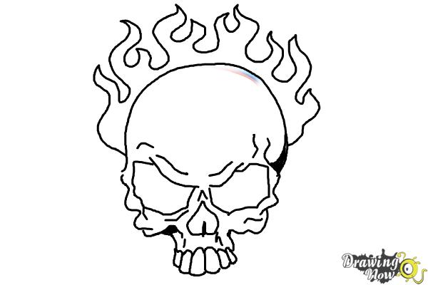 600x400 How To Draw A Skull On Fire - Fire Drawing Step By Step