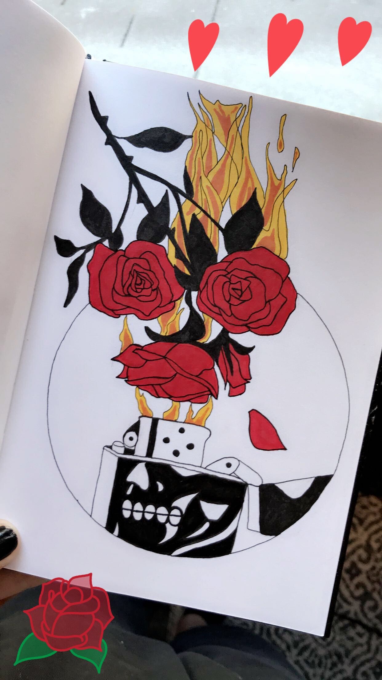 1242x2208 Fire And Roses Drawing Ink Inspo Tumblr Drawings, Drawings - Fire Drawing Tumblr