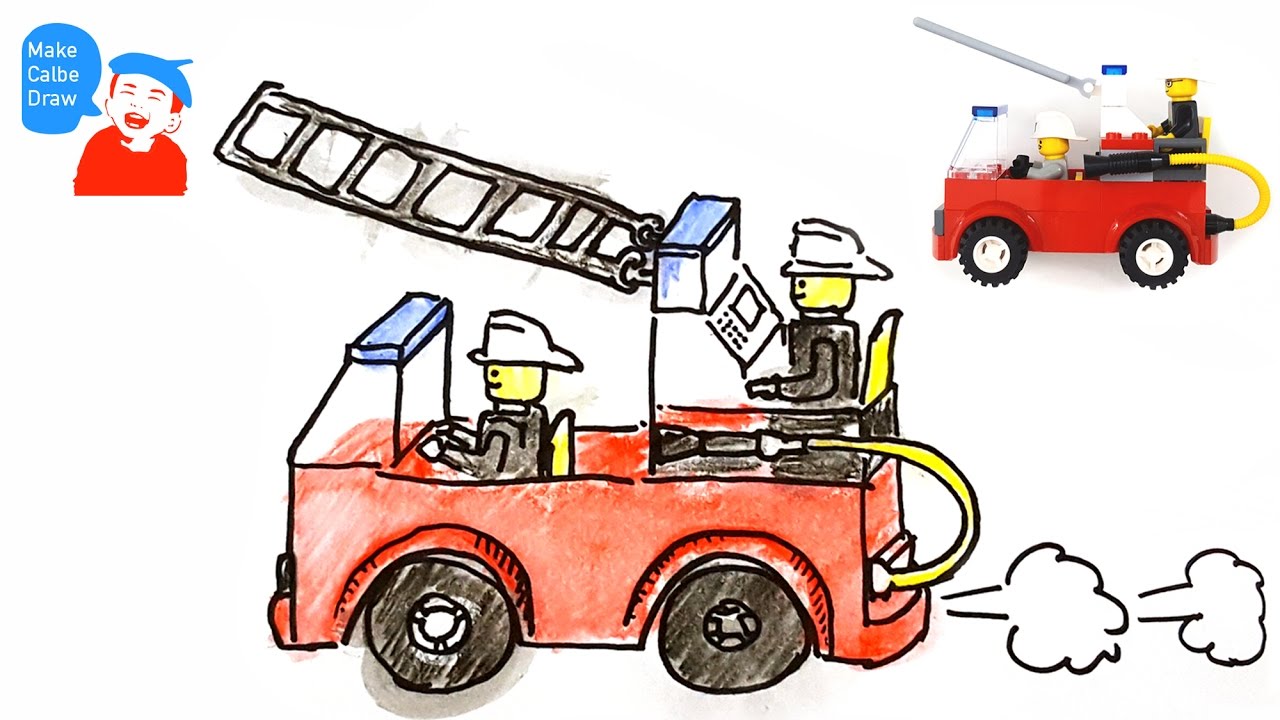1280x720 how to draw a fire truck for kids with lego fire truck - Fire Engine Drawing