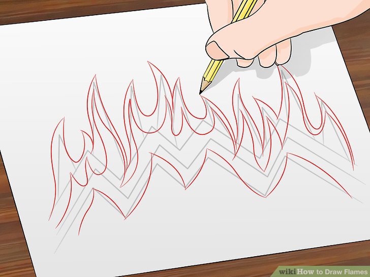 728x546 how to draw flames steps - Fire Flames Drawing