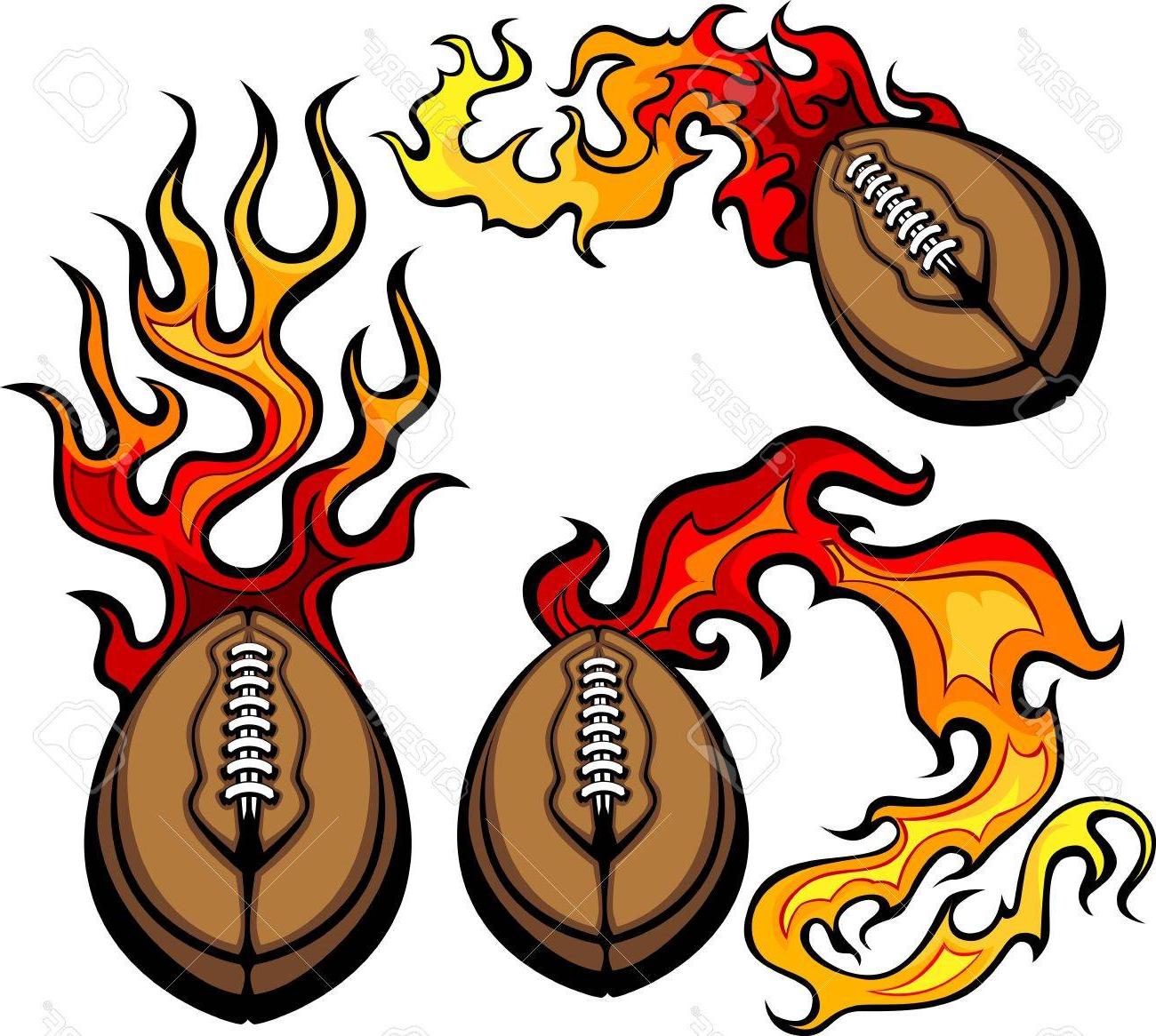 1300x1166 Best Flaming American Football Ball Vector Burning With Fire - Fire Flames Drawing