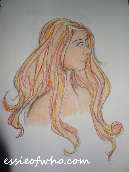 449x599 Fire Hair Girl Drawing Essie Of Who - Fire Girl Drawing