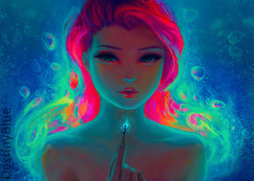 500x356 Fire Underwater - Fire Girl Drawing