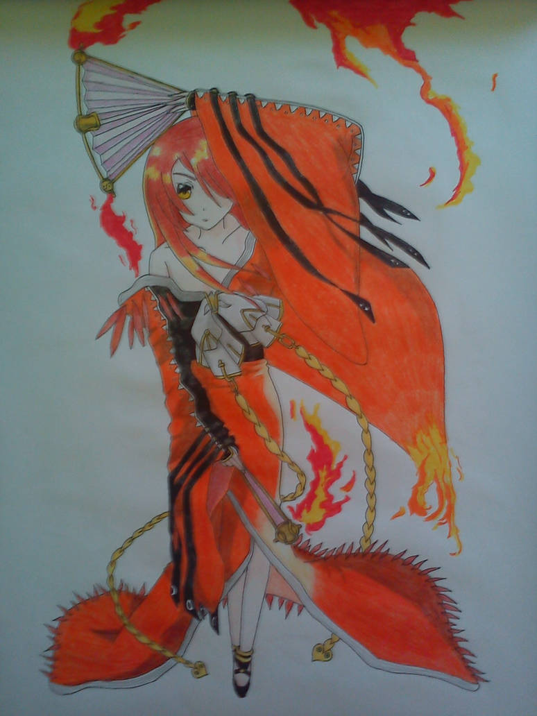 774x1032 Anime Fire Girl - Fire Girl Drawing