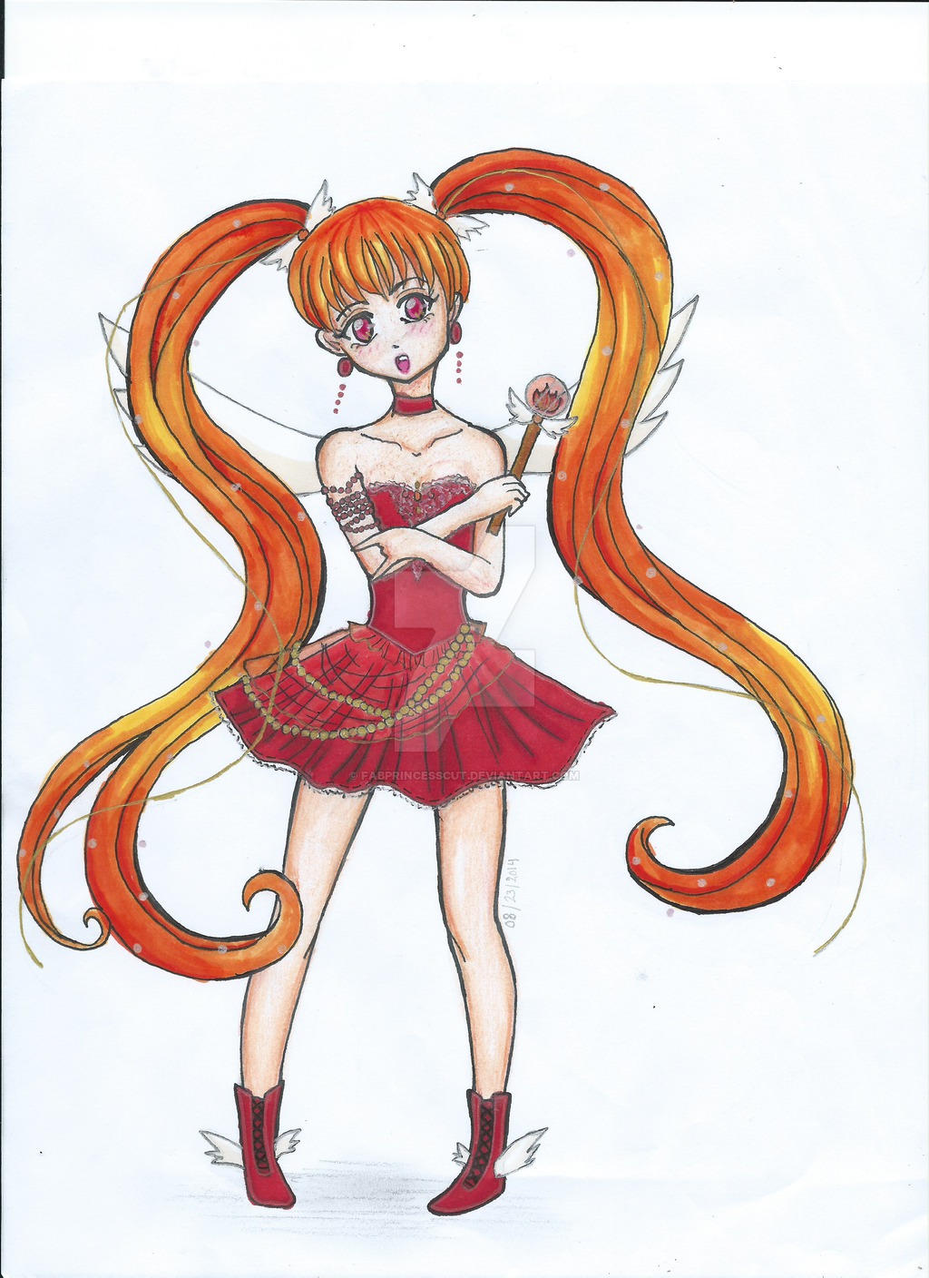 1024x1408 Magical Girl - Fire Girl Drawing