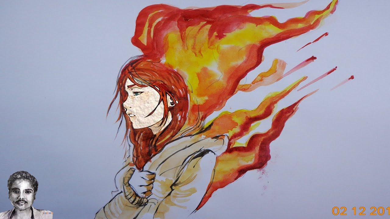 Fire Girl Drawing at Explore collection of Fire