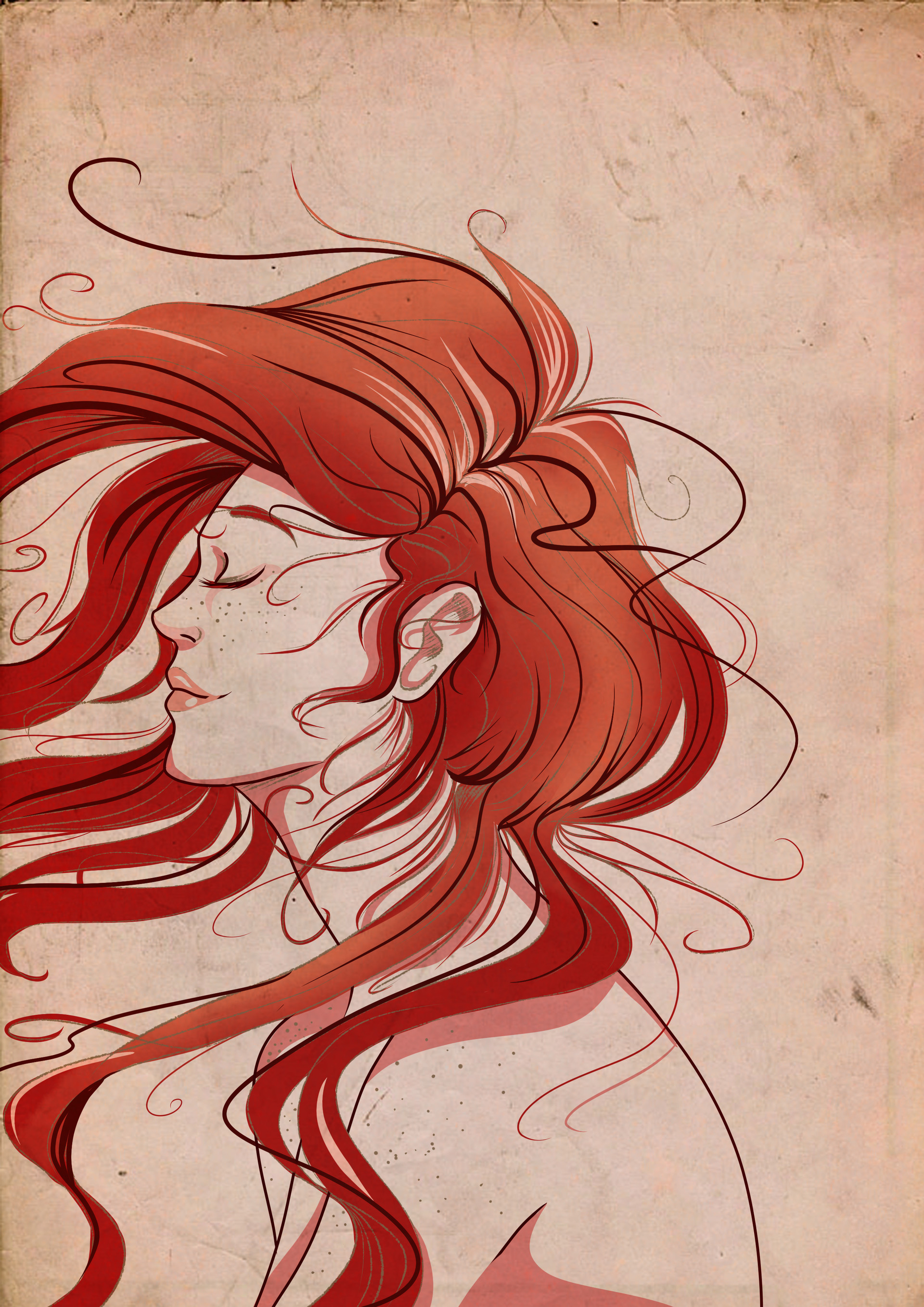 1920x2715 Artstation - Fire Girl Drawing