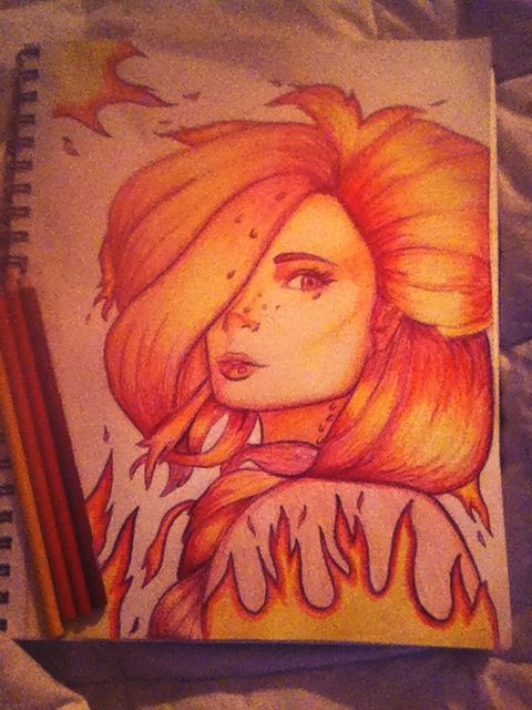 480x640 Drawing Of Girl Fire Draw Dibujos - Fire Girl Drawing