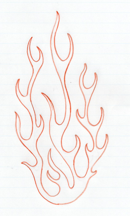 423x701 How To Draw Flames - Fire Line Drawing