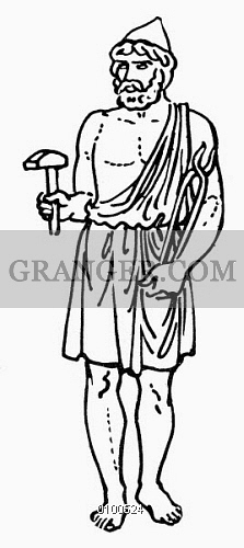 223x500 Image Of Hephaestusvulcan - Fire Line Drawing