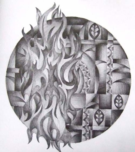 570x640 Theresa Latour Artwork Fire Fire My Heart Original Drawing - Fire Pencil Drawing