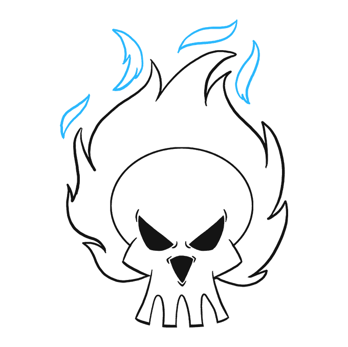 680x678 How To Draw A Flaming Skull - Fire Skull Drawing