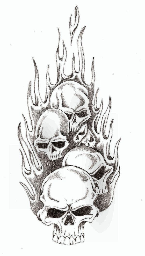 600x1059 Fire Drawing Skeleton For Free Download - Fire Skull Drawing