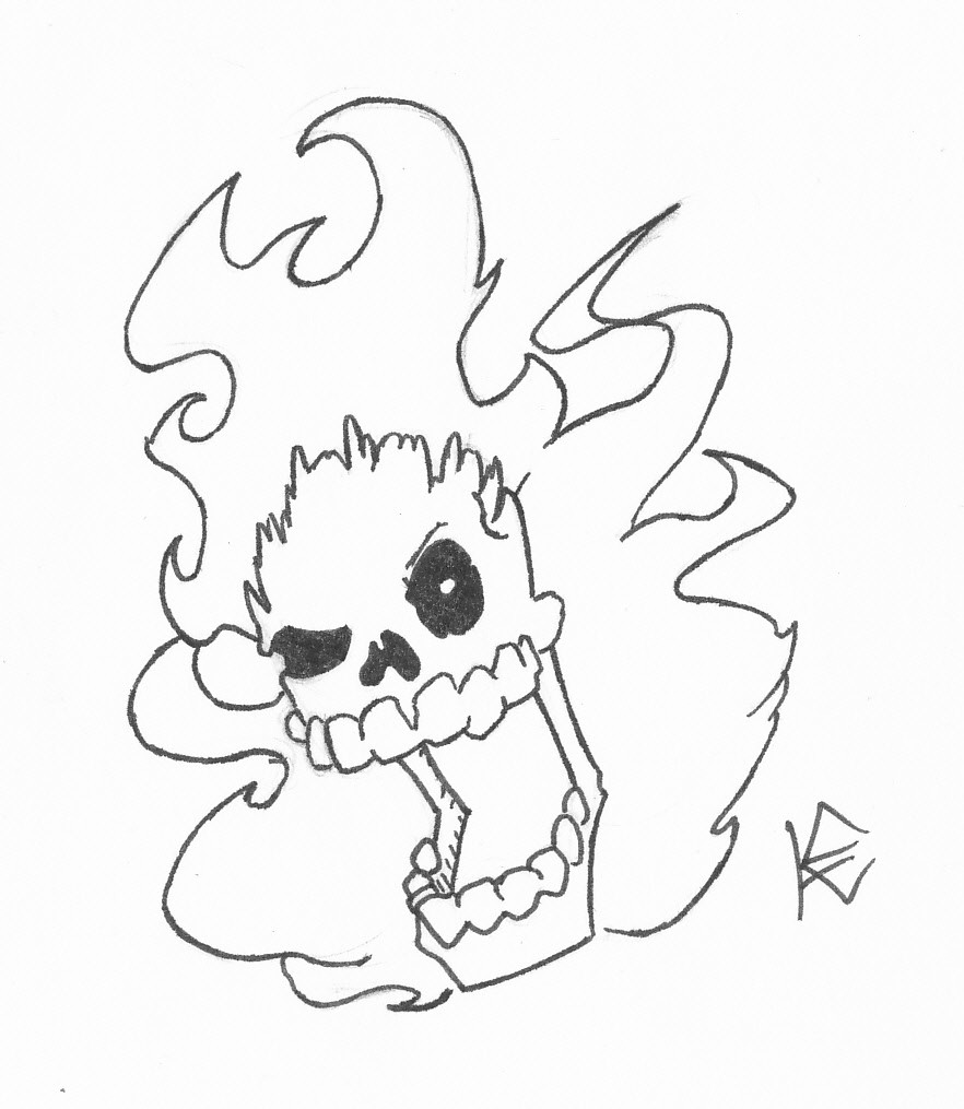882x1015 Karl Hanqing Kjellgren - Fire Skull Drawing