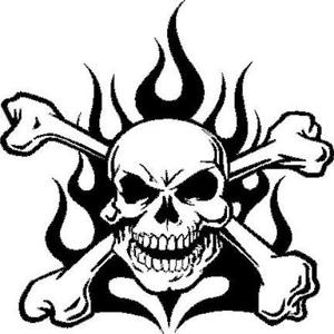 300x300 Skull And Flames Vinyl Decalsticker Truck Car Jeep Window Race - Fire Skull Drawing
