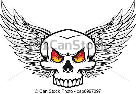 450x313 skull with fire eyes and wings danger skull with fire eyes - Fire Skull Drawing