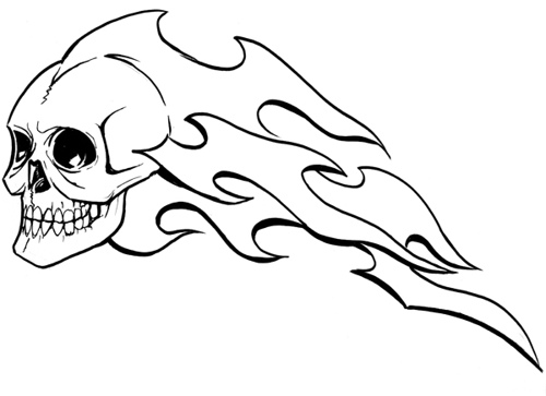 500x363 Drawings Of Skulls On Fire Group With Items - Fire Skull Drawin...